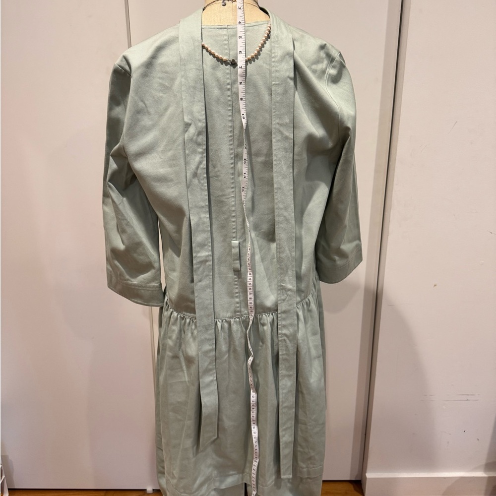 Women's Sage Green Tiered Drawstring Dress - Picture 9 of 10